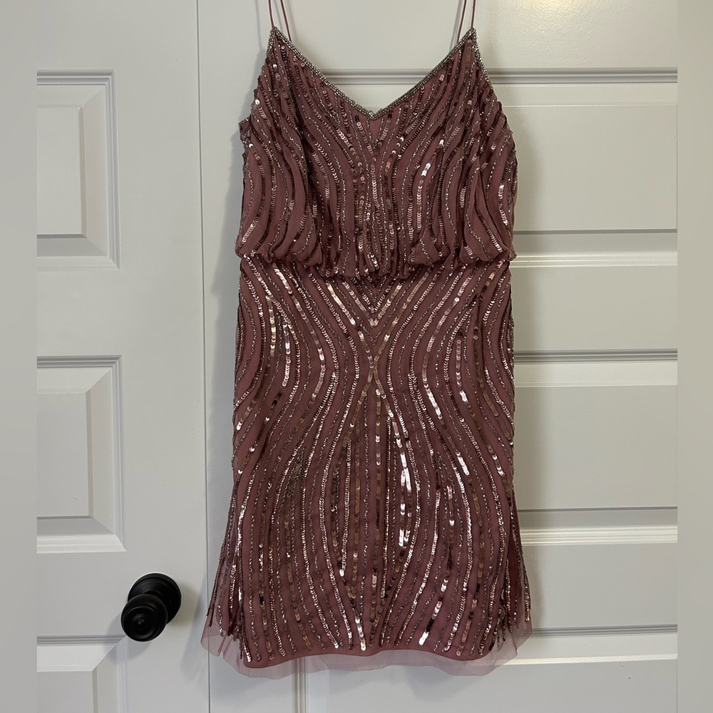 Adrianna Papell Rose Mauve Sequin Mini Dress